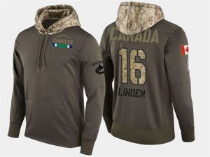 Nike Canucks 16 Trevor Linden Retired Olive Salute To Service Pullover Hoodie