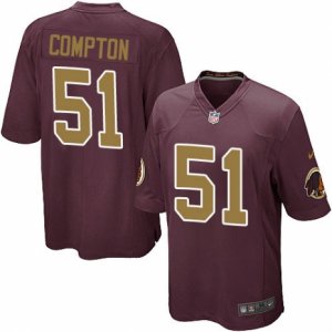 Mens Nike Washington Redskins #51 Will Compton Game Burgundy Red Gold Number Alternate 80TH Anniversary NFL Jersey