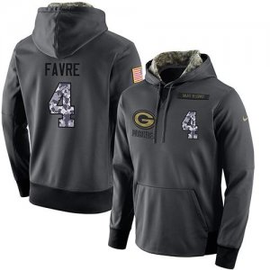 NFL Mens Nike Green Bay Packers #4 Brett Favre Stitched Black Anthracite Salute to Service Player Performance Hoodie