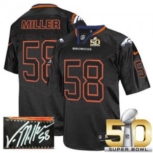 Nike Denver Broncos #58 Von Miller Lights Out Black Super Bowl 50 Men Stitched NFL Elite Autographed Jersey