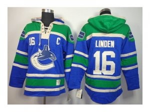 nhl jerseys vancouver canucks #16 linden blue-green[pullover hooded sweatshirt][patch C]