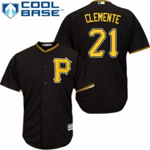 Women\'s Majestic Pittsburgh Pirates #21 Roberto Clemente Replica Black Alternate Cool Base MLB Jersey