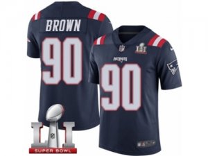 Mens Nike New England Patriots #90 Malcom Brown Limited Navy Blue Rush Super Bowl LI 51 NFL Jersey