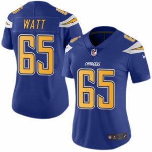 Women\'s Nike San Diego Chargers #65 Chris Watt Limited Electric Blue Rush NFL Jersey
