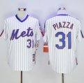 Mitchell And Ness New York Mets #31 Mike Piazza White(Blue Strip) Throwback Stitched Baseball Jersey