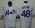 New York Mets #48 Jacob DeGrom White(Blue Strip) New Cool Base Stitched MLB Jersey