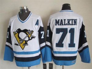 NHL Pittsburgh Penguins #71 Evgeni Malkin Throwback white-blue jerseys