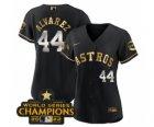 Women's Houston Astros #44 Yordan Alvarez Black Gold 2022 World Serise Champions Patch Stitched Baseball Jersey