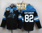 Nike Carolina Panthers #82 Jerricho Cotchery Black Super Bowl 50 Player Pullover NFL Hoodie