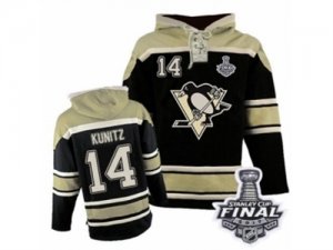Mens Old Time Hockey Pittsburgh Penguins #14 Chris Kunitz Authentic Black Sawyer Hooded Sweatshirt 2017 Stanley Cup Final