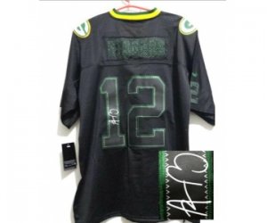 Nike jerseys green bay packers #12 rodgers black[Elite lights out signature]