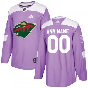 Mens Minnesota Wild Purple Adidas Hockey Fights Cancer Custom