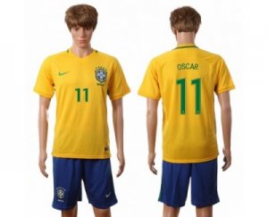 Brazil #11 Oscar Home Soccer Country Jersey