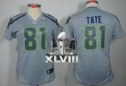 Nike Seattle Seahawks #81 Golden Tate Grey Alternate Super Bowl XLVIII Women NFL Jersey
