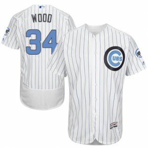 Men\'s Majestic Chicago Cubs #34 Kerry Wood Authentic White 2016 Father\'s Day Fashion Flex Base MLB Jersey