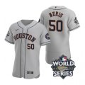 Astros #50 Hector Neris Gray Nike 2022 World Series Flexbase Jersey