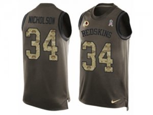 Mens Nike Washington Redskins #34 Montae Nicholson Limited Green Salute to Service Tank Top NFL Jersey