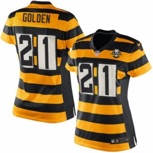 Women\'s Nike Pittsburgh Steelers #21 Robert Golden Limited Yellow Black Alternate 80TH Anniversary Throwback NFL Jersey