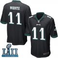 Nike Eagles #11 Carson Wentz Black Youth 2018 Super Bowl LII Game Jersey