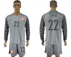 Holland #22 Vorm Grey Goalkeeper Long Sleeves Soccer Country Jersey