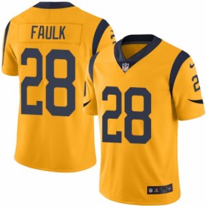 Mens Nike Los Angeles Rams #28 Marshall Faulk Elite Gold Rush NFL Jersey