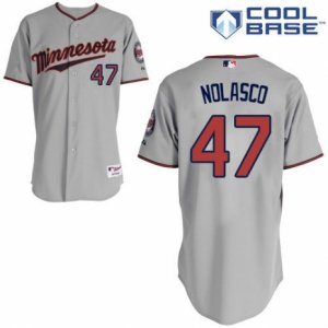 Men\'s Majestic Minnesota Twins #47 Ricky Nolasco Replica Grey Road Cool Base MLB Jersey