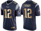 Nike New England Patriots #12 Tom Brady Navy Blue Mens NFL Game 2016 Christmas Golden Edition Jersey