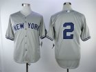 Men New York Yankees #2 Derek Jeter Gray Cool Base Jersey