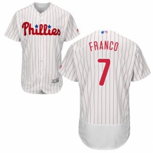 Men\'s Majestic Philadelphia Phillies #7 Maikel Franco White Red Strip Flexbase Authentic Collection MLB Jersey