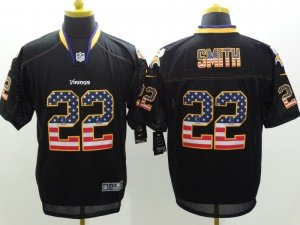 Nike minnesota vikings #22 smith purple Black Jerseys(USA Flag Fashion Elite)