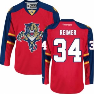 Mens Reebok Florida Panthers #34 James Reimer Premier Red Home NHL Jersey
