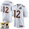 Nike Denver Broncos #12 Andre Caldwell White Super Bowl 50 Men Stitched NFL Game Event Jersey