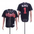 Braves #1 Ozzie Albies Navy Cool Base Jersey