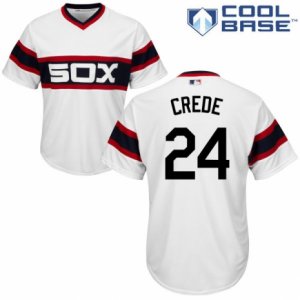 Men\'s Majestic Chicago White Sox #24 Joe Crede Authentic White 2013 Alternate Home Cool Base MLB Jersey