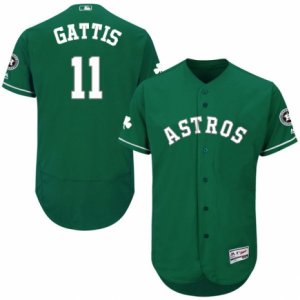 Men\'s Majestic Houston Astros #11 Evan Gattis Green Celtic Flexbase Authentic Collection MLB Jersey