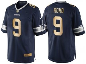 Nike Dallas Cowboys #9 Tony Romo Navy Blue 2016 Christmas Gold Mens NFL Game Edition Jersey