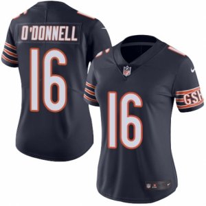 Women\'s Nike Chicago Bears #16 Pat O\'Donnell Limited Navy Blue Rush NFL Jersey