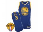 Mens Adidas Golden State Warriors #3 David West Authentic Royal Blue Road 2017 The Finals Patch NBA Jersey