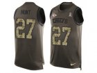 Mens Nike Kansas City Chiefs #27 Kareem Hunt Limited Green Salute to Service Tank Top NFL Jersey