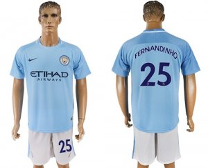 2017-18 Manchester City 25 FERNANDINHO Home Soccer Jersey