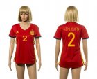 Women Spain #2 Azpilicueta Red Home Soccer Country Jersey