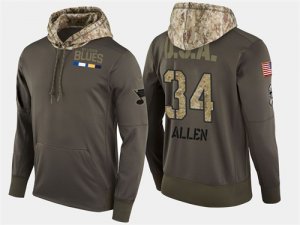 Nike Blues 34 Jake Allen Olive Salute To Service Pullover Hoodie