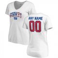 New York Giants NFL Pro Line by Fanatics Branded Womens Any Name & Number Banner Wave V Neck T-Shirt White
