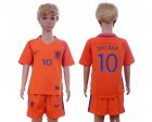 Holland #10 Sneijder Home Kid Soccer Country Jersey
