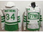 Toronto Maple Leafs #34 Auston Matthews White Green St. Patricks Day Pullover NHL Hoodie