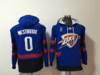 Thunder #0 Russell Westbrook Blue All Stitched Hooded Sweatshirt
