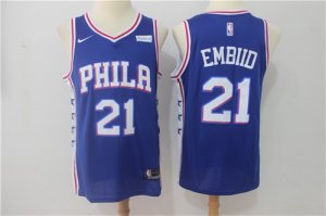 76ers #21 Joel Embiid Blue Nike Swingman Jersey