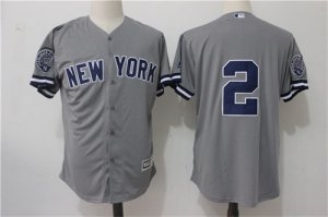 New York Yankees #2 Derek Jeter Gray With Retirement Patch Cool Base Jersey