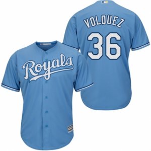 Men\'s Majestic Kansas City Royals #36 Edinson Volquez Replica Light Blue Alternate 1 Cool Base MLB Jersey