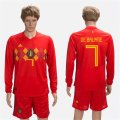 Belgium 7 DE BRUYNE Home 2018 FIFA World Cup Long Sleeve Soccer Jers